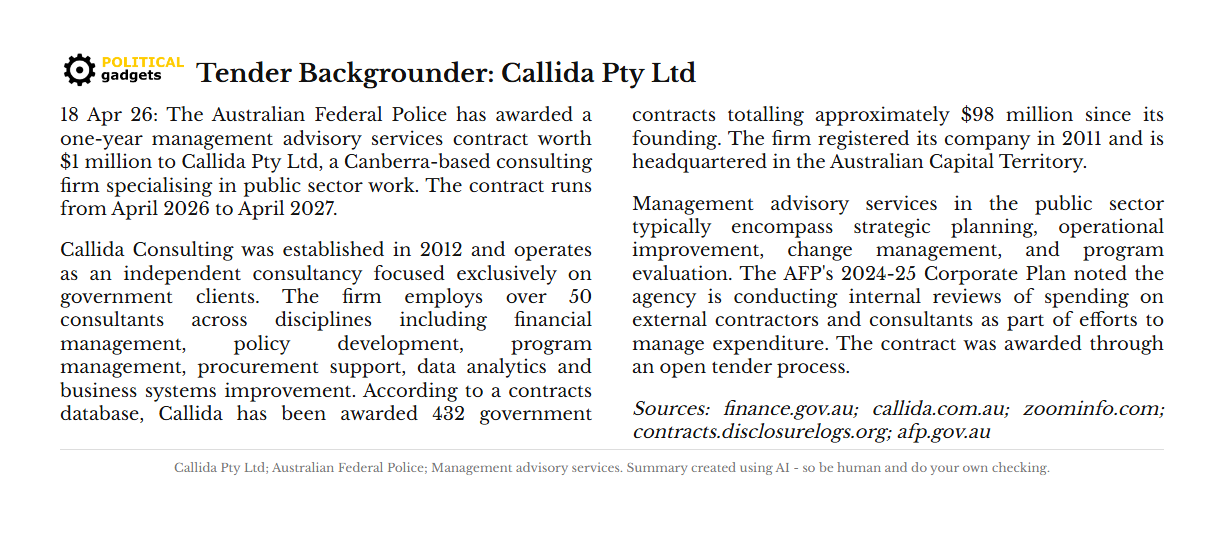 Tender backgrounder chart