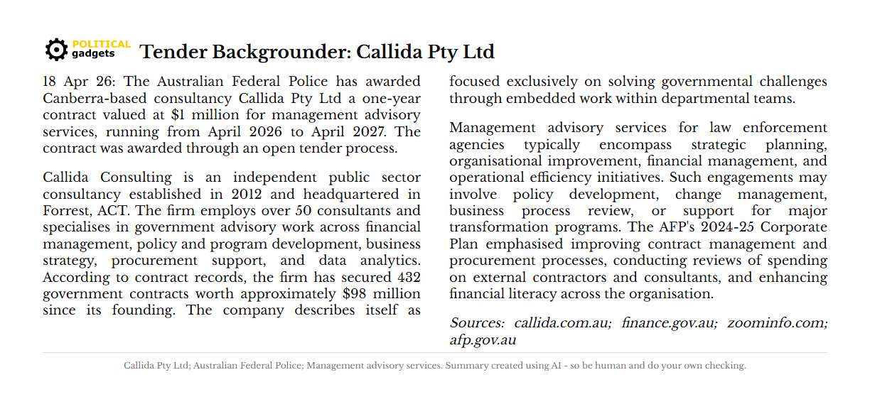 Tender backgrounder chart