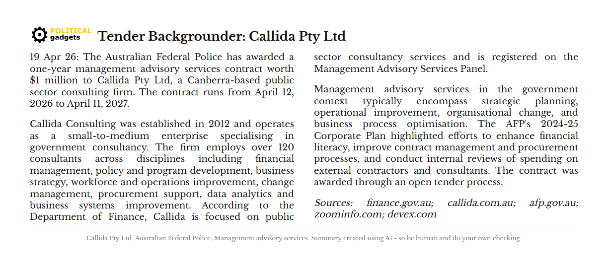 Tender backgrounder chart
