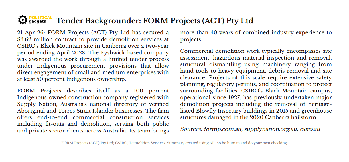 Tender backgrounder chart