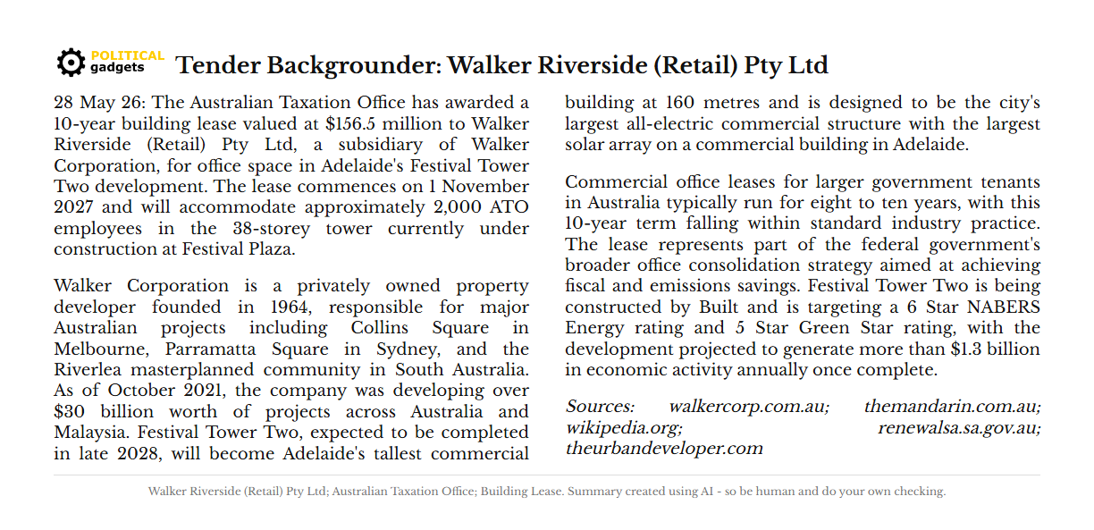 Tender backgrounder chart