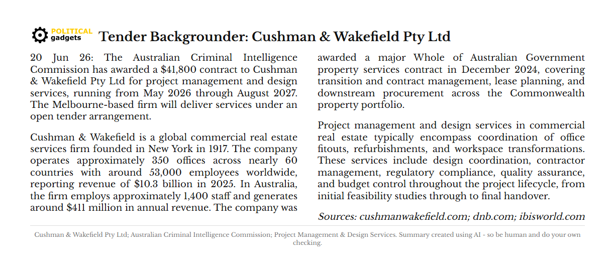 Tender backgrounder chart