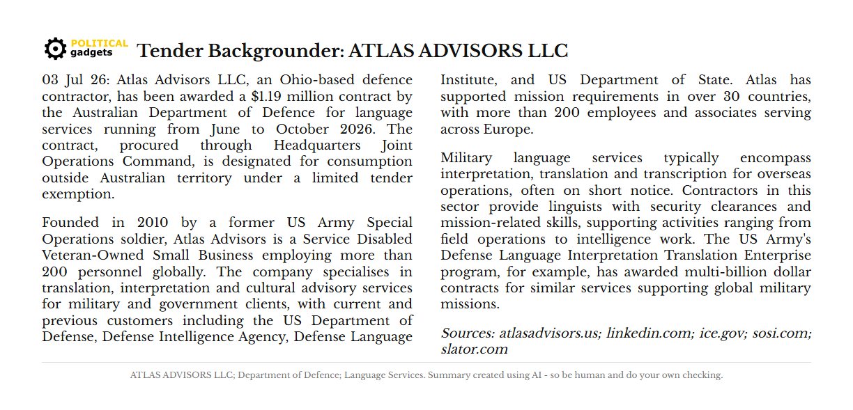 Tender backgrounder chart