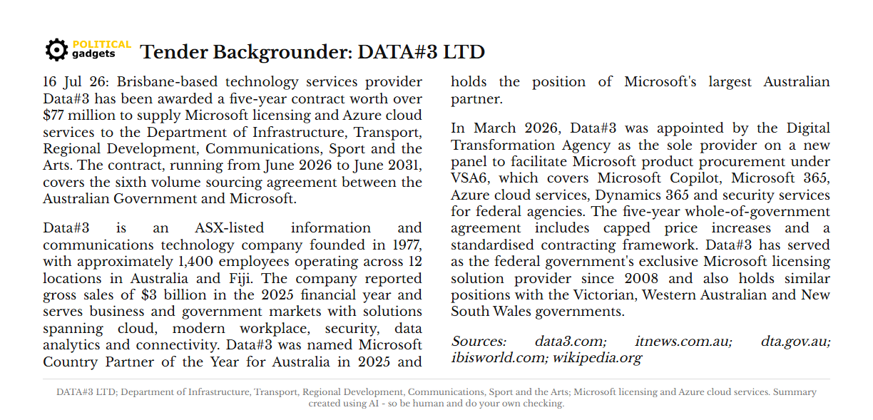 Tender backgrounder chart