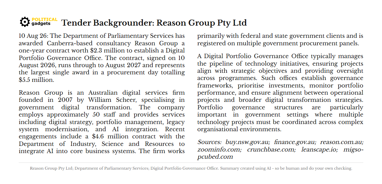 Tender backgrounder chart