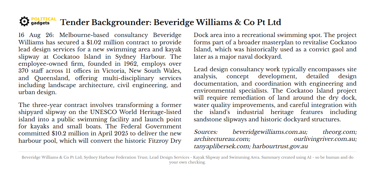 Tender backgrounder chart