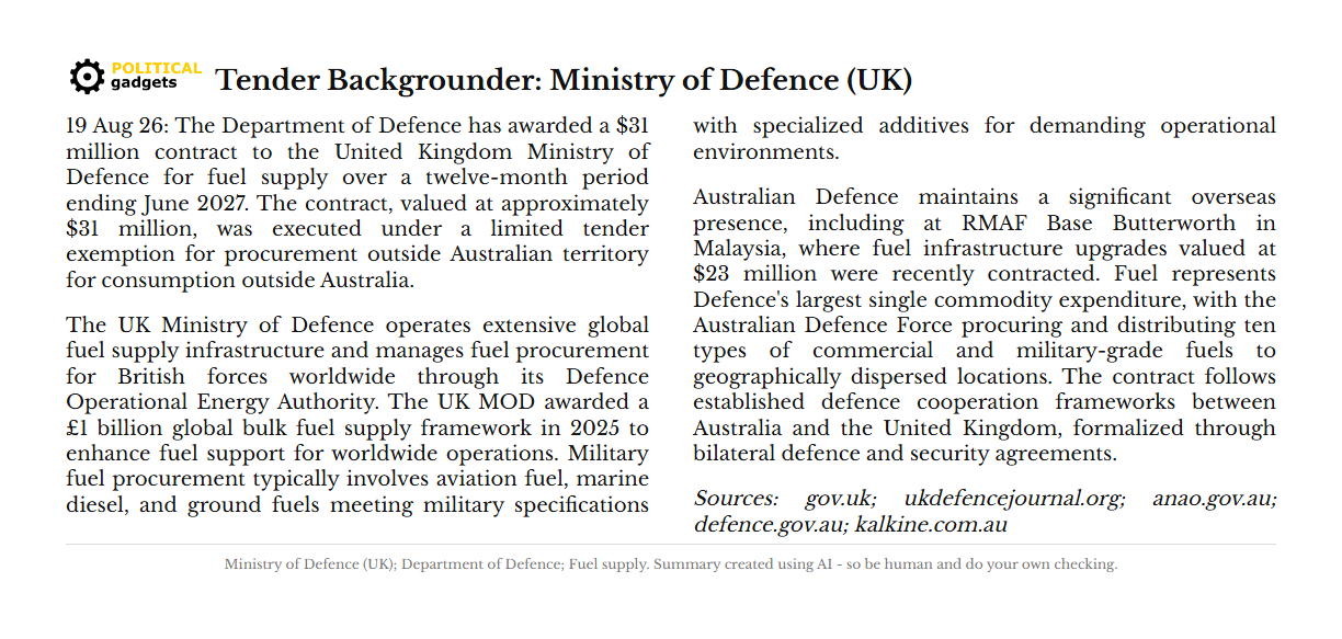 Tender backgrounder chart