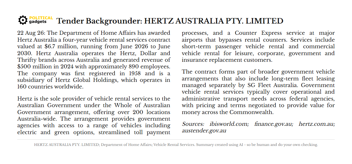 Tender backgrounder chart
