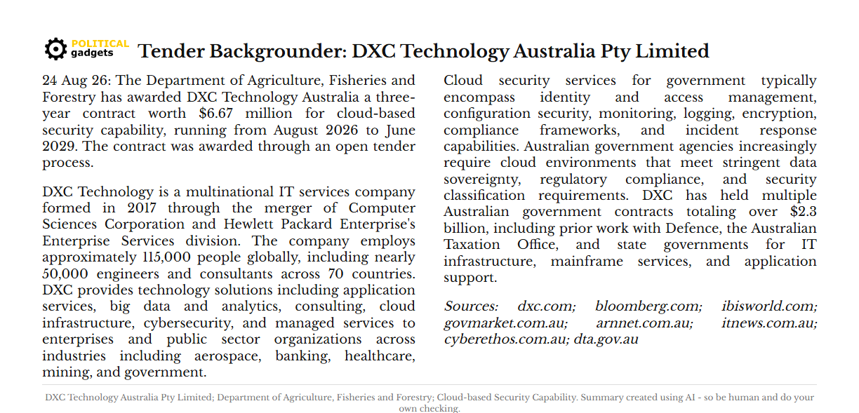 Tender backgrounder chart