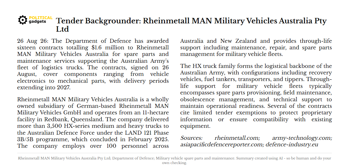 Tender backgrounder chart