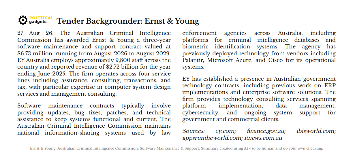 Tender backgrounder chart