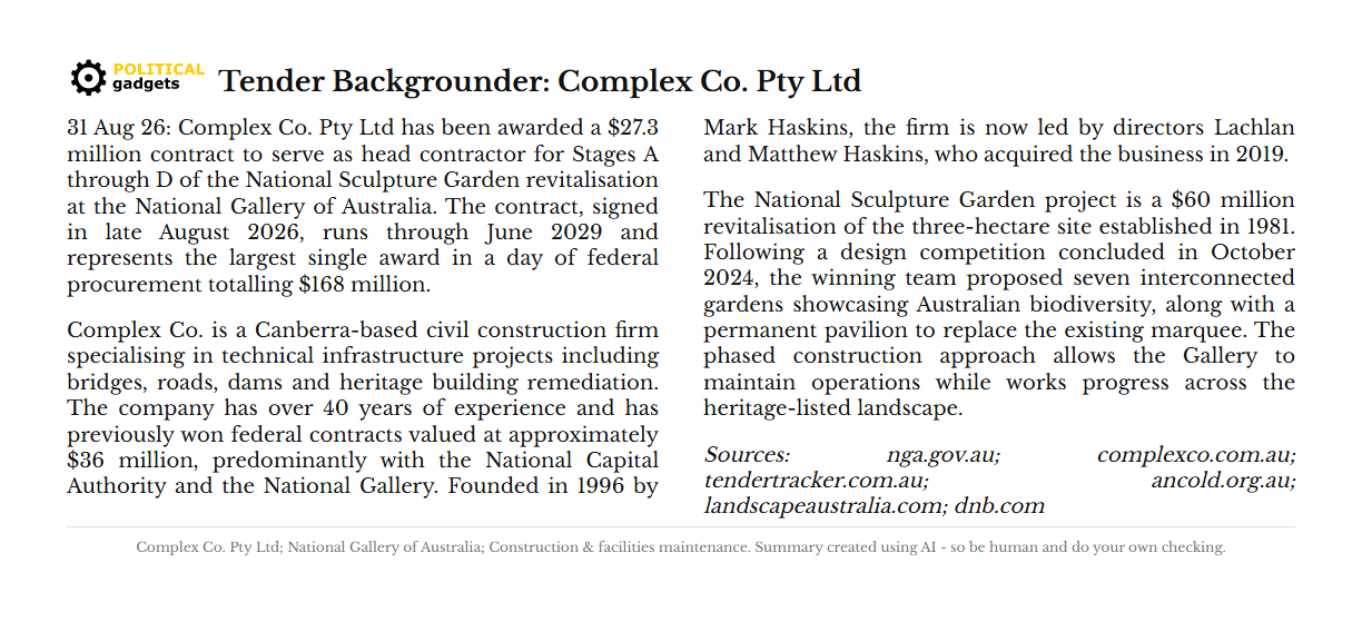 Tender backgrounder chart