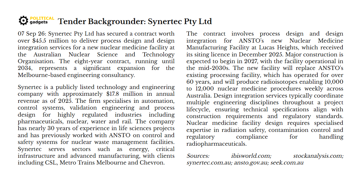 Tender backgrounder chart