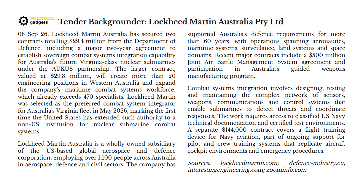 Tender backgrounder chart