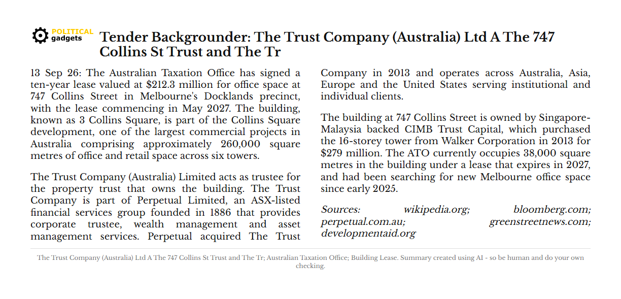 Tender backgrounder chart
