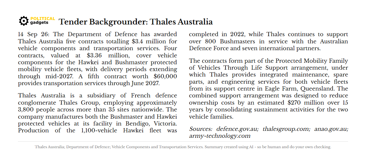 Tender backgrounder chart