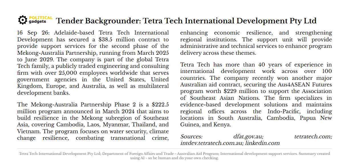 Tender backgrounder chart
