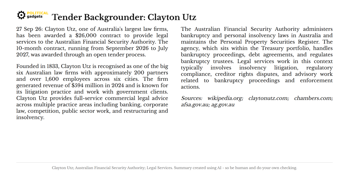 Tender backgrounder chart
