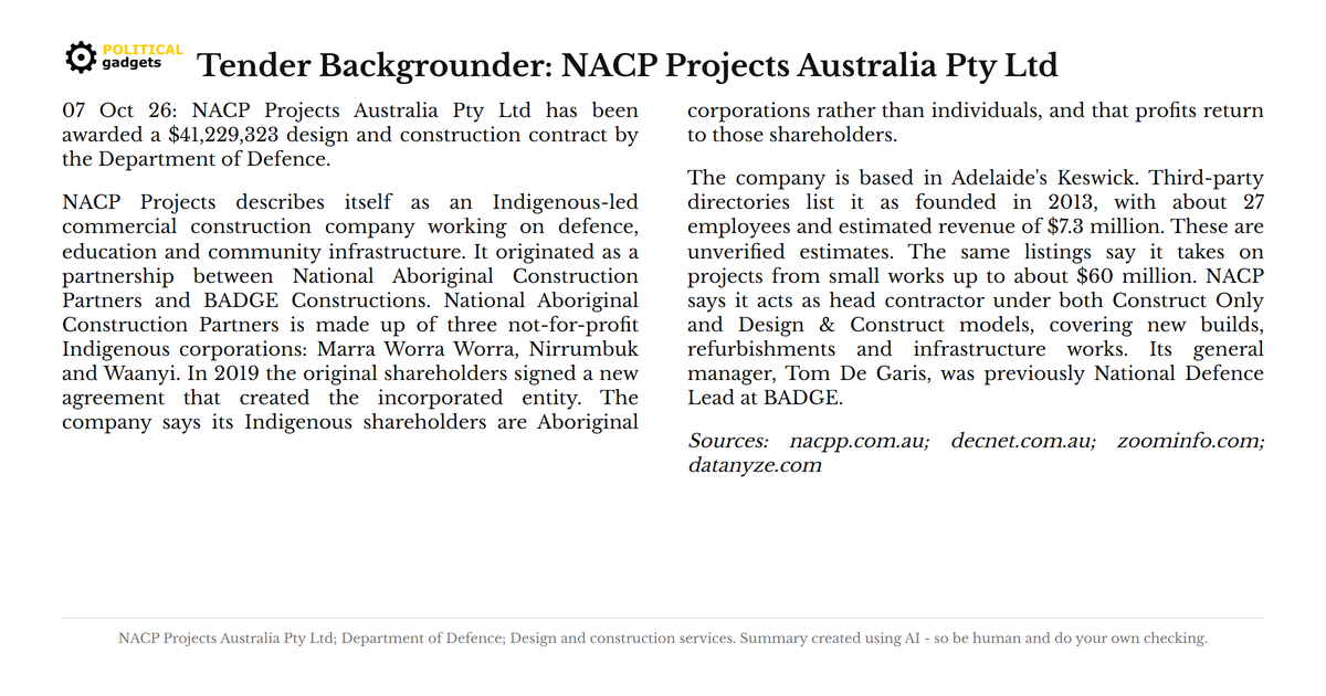 Tender backgrounder chart