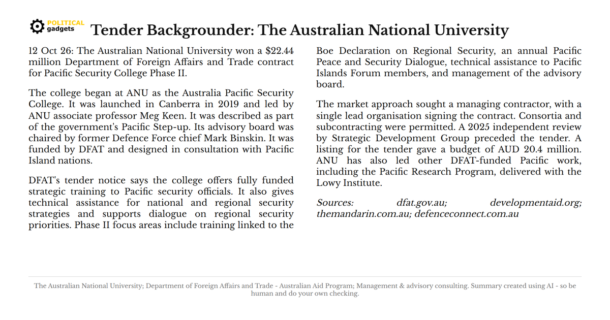 Tender backgrounder chart