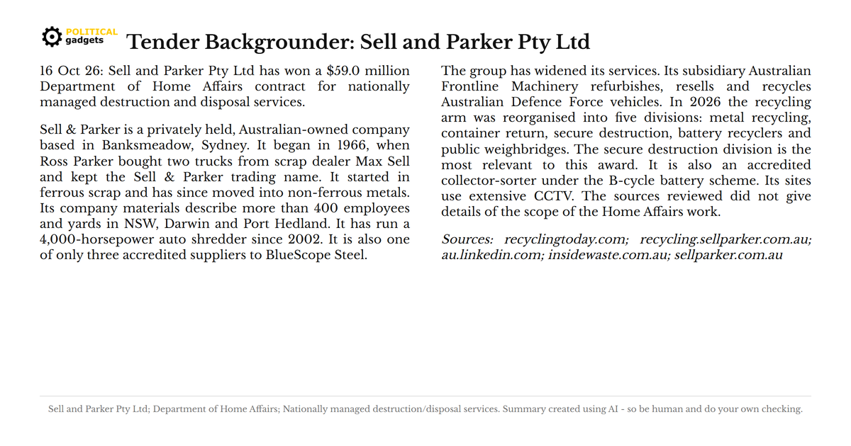 Tender backgrounder chart