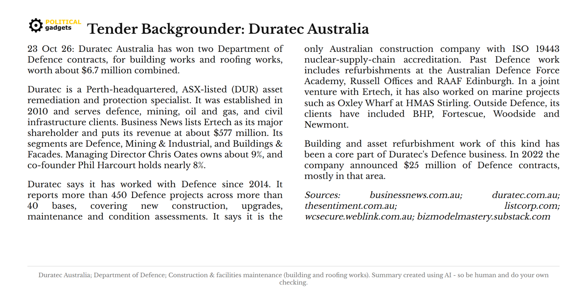 Tender backgrounder chart