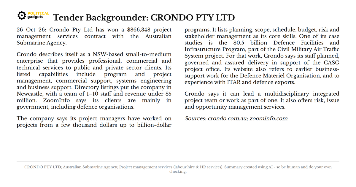 Tender backgrounder chart